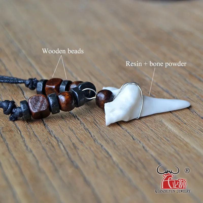1PC Hawaii Surfer Jewelry Handmade Imitation Shark Teeth Pendant New Zealand Maori Tribal bone Choker WoMen's Men's Necklace