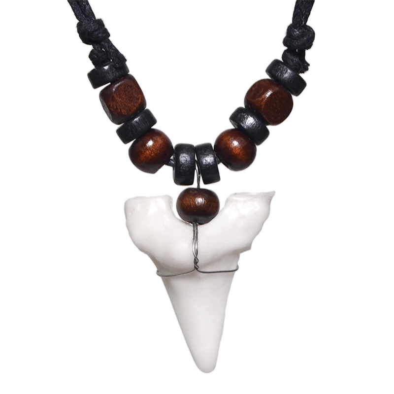 1PC Hawaii Surfer Jewelry Handmade Imitation Shark Teeth Pendant New Zealand Maori Tribal bone Choker WoMen's Men's Necklace