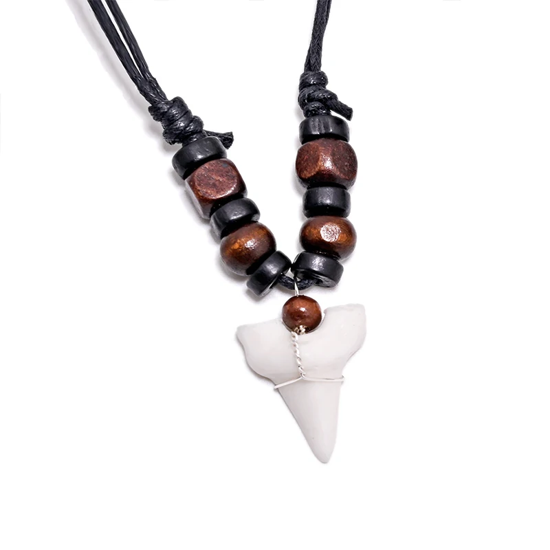 1PC Hawaii Surfer Jewelry Handmade Imitation Shark Teeth Pendant New Zealand Maori Tribal bone Choker WoMen's Men's Necklace