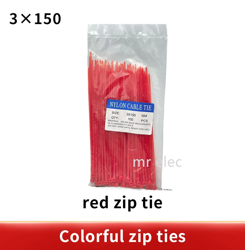 100/Lot 3*150mm Zip Ties Width 2.5mm Colorful Factory Standard Self-locking Plastic Cable Ties 3x150