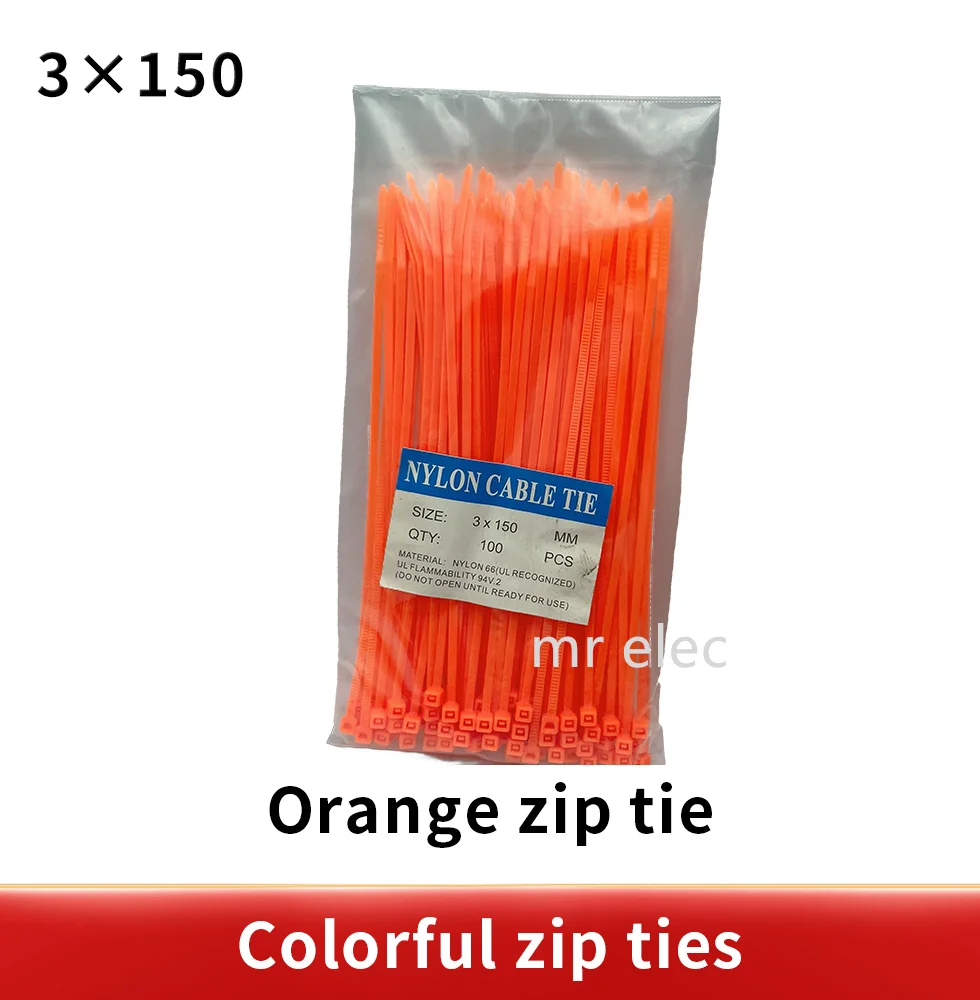 100/Lot 3*150mm Zip Ties Width 2.5mm Colorful Factory Standard Self-locking Plastic Cable Ties 3x150