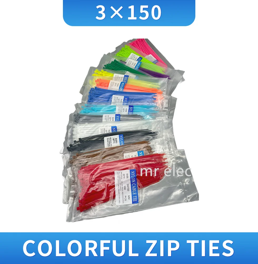 100/Lot 3*150mm Zip Ties Width 2.5mm Colorful Factory Standard Self-locking Plastic Cable Ties 3x150