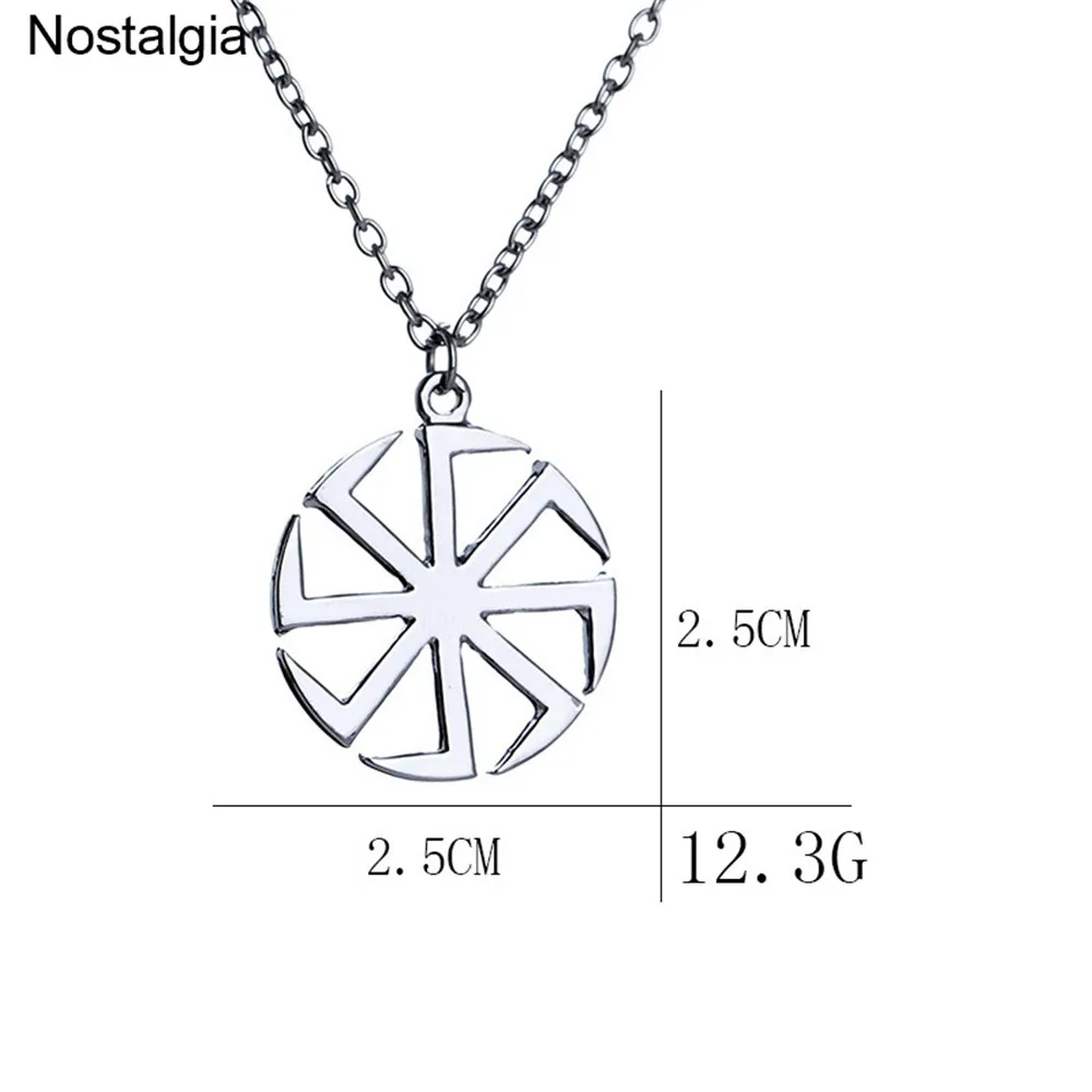 Nostalgia Slavic Kolovrat Pendant Wheel Amulet Pagan Wicca Jewelry Necklace Russian Talisman