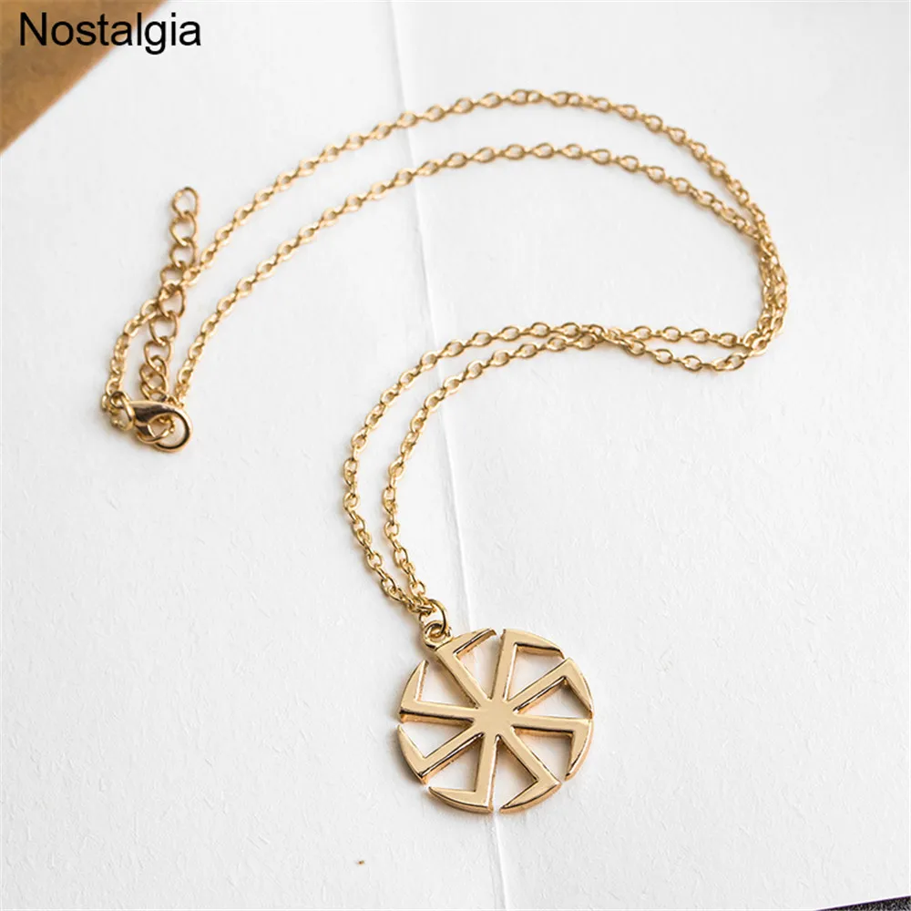 Nostalgia Slavic Kolovrat Pendant Wheel Amulet Pagan Wicca Jewelry Necklace Russian Talisman