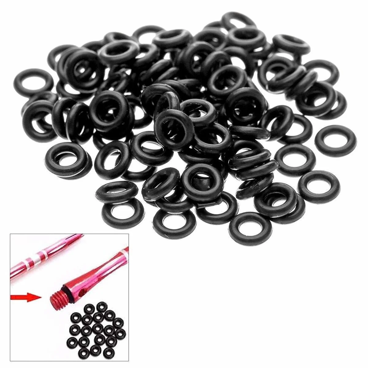 200PCS Darts Tip Rubber O Ring Black With 1PCS Tool Gasket Grip Washer Grommets Professional Darts Accessories