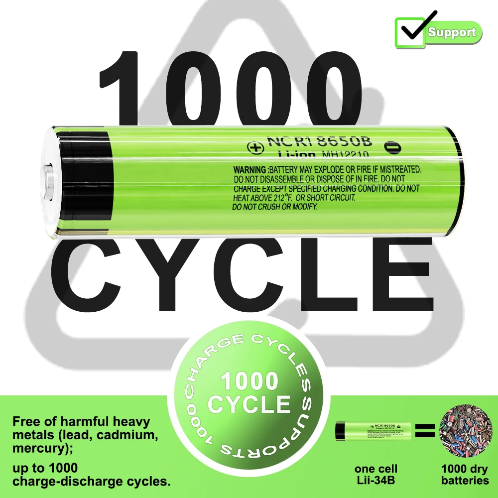 1-30pcs LiitoKala 34B-PCB NCR18650B 3.7v 18650 3500mah Lithium Rechargeable Battery Flashlight Batteries