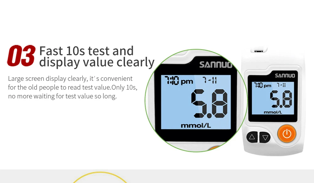 Sinocare GA-3 Glucometer Diabetes Blood Glucose Meter & Test Strips &Lancets Glm Medical Blood Sugar Meter Diabetes Tester