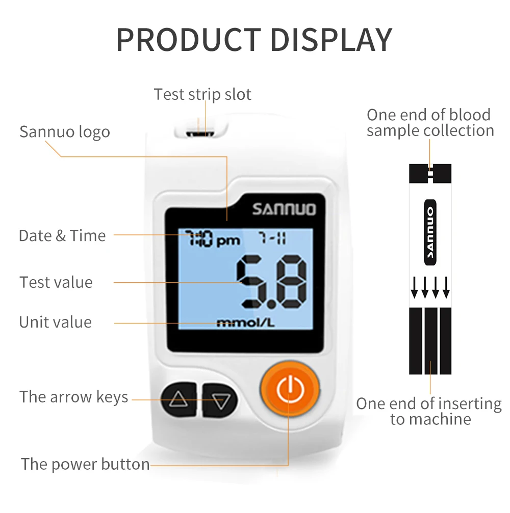 Sinocare GA-3 Glucometer Diabetes Blood Glucose Meter & Test Strips &Lancets Glm Medical Blood Sugar Meter Diabetes Tester