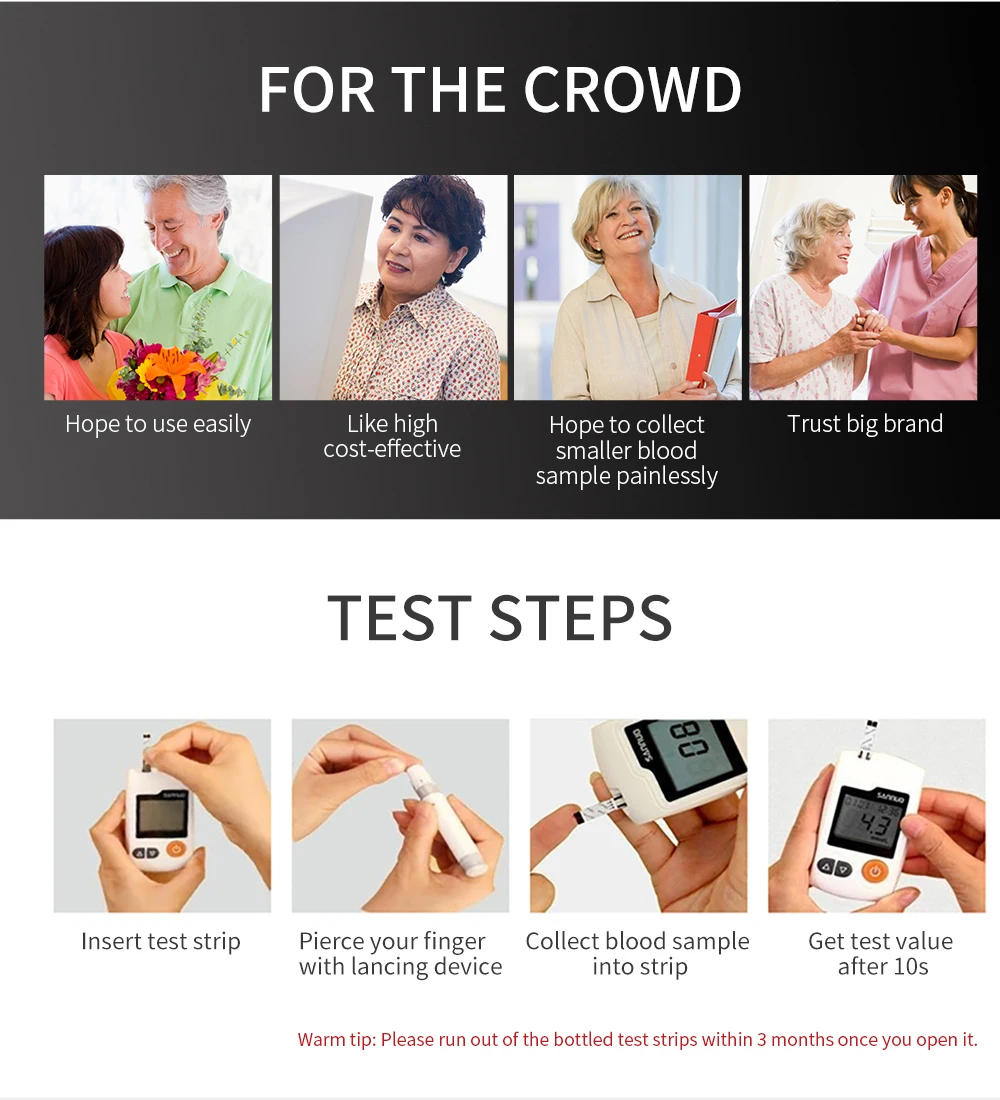 Sinocare GA-3 Glucometer Diabetes Blood Glucose Meter & Test Strips &Lancets Glm Medical Blood Sugar Meter Diabetes Tester