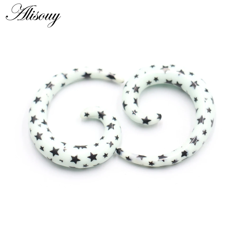 Alisouy 2pcs 1.2-20mm Acrylic Spiral Ear Gauges Fake Ear Tapers Stretching Plugs Tunnel Expanders Earlobe Body Piercing Jewelry