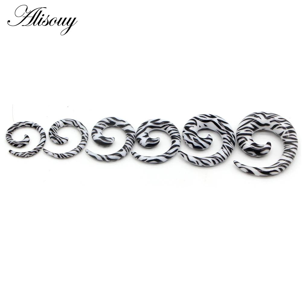 Alisouy 2pcs 1.2-20mm Acrylic Spiral Ear Gauges Fake Ear Tapers Stretching Plugs Tunnel Expanders Earlobe Body Piercing Jewelry