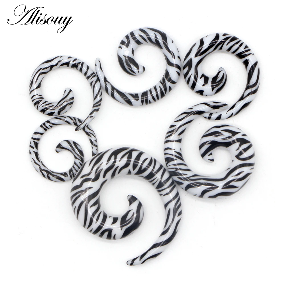 Alisouy 2pcs 1.2-20mm Acrylic Spiral Ear Gauges Fake Ear Tapers Stretching Plugs Tunnel Expanders Earlobe Body Piercing Jewelry