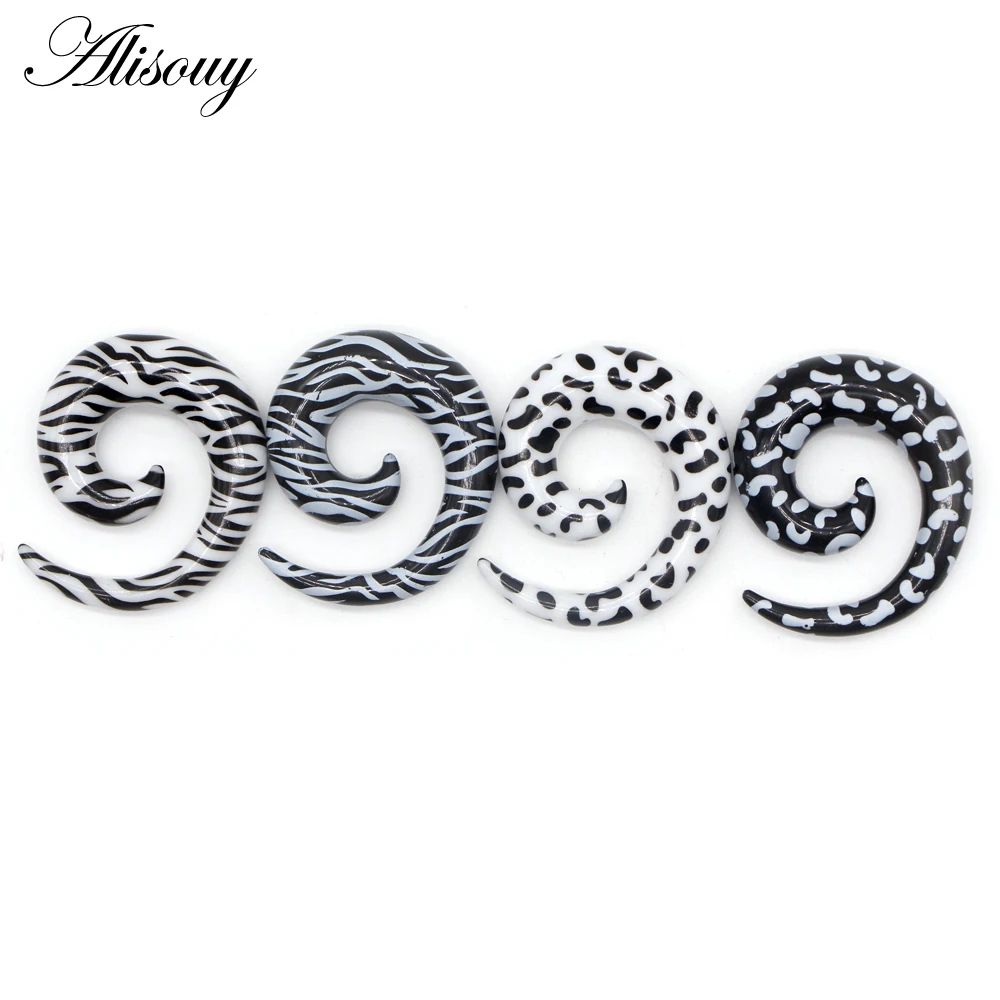 Alisouy 2pcs 1.2-20mm Acrylic Spiral Ear Gauges Fake Ear Tapers Stretching Plugs Tunnel Expanders Earlobe Body Piercing Jewelry