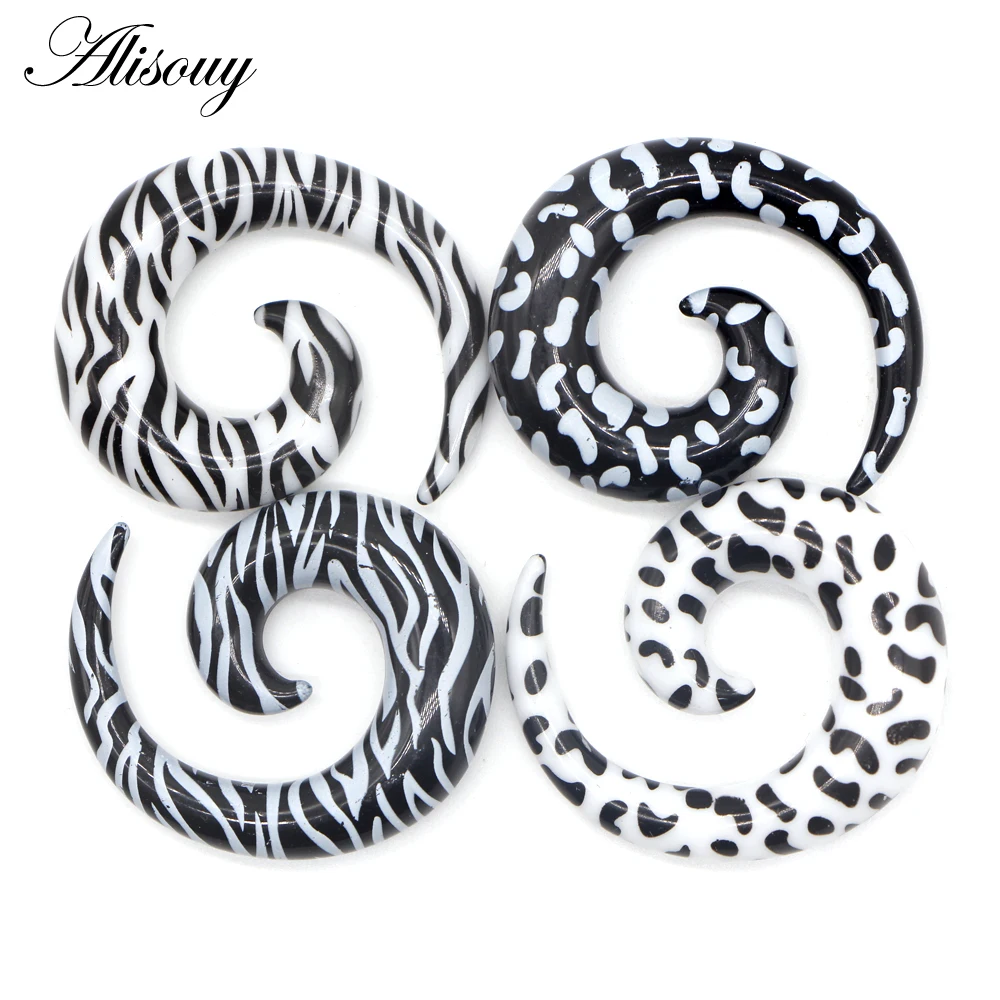 Alisouy 2pcs 1.2-20mm Acrylic Spiral Ear Gauges Fake Ear Tapers Stretching Plugs Tunnel Expanders Earlobe Body Piercing Jewelry