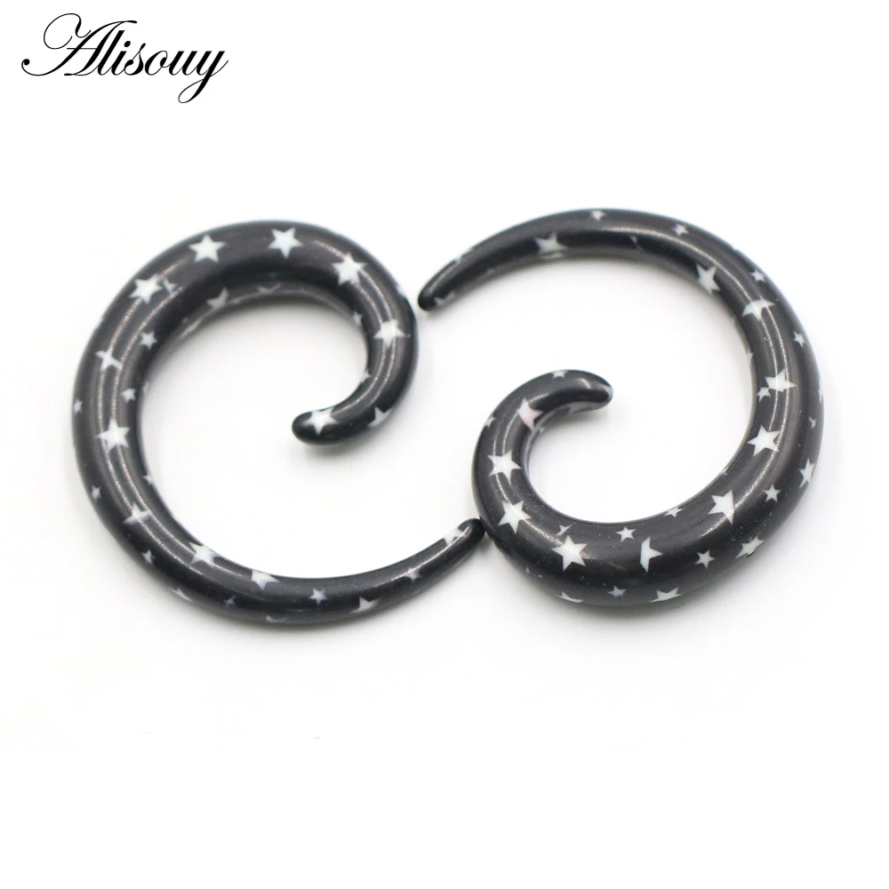 Alisouy 2pcs 1.2-20mm Acrylic Spiral Ear Gauges Fake Ear Tapers Stretching Plugs Tunnel Expanders Earlobe Body Piercing Jewelry