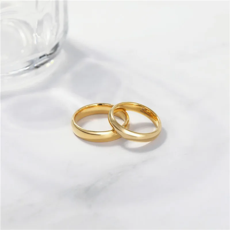 Tigrade Gold Color Tungsten Ring Couple Men Women Classic Wedding Engagement Band 2/4/6/8mm Special Write Engraving Name/Logo