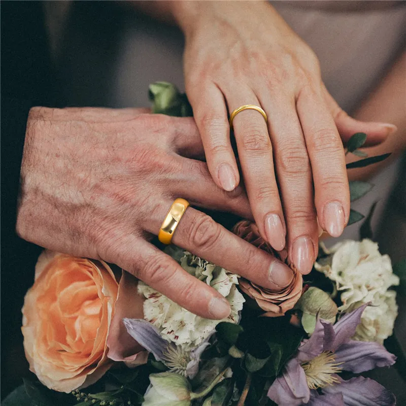 Tigrade Gold Color Tungsten Ring Couple Men Women Classic Wedding Engagement Band 2/4/6/8mm Special Write Engraving Name/Logo