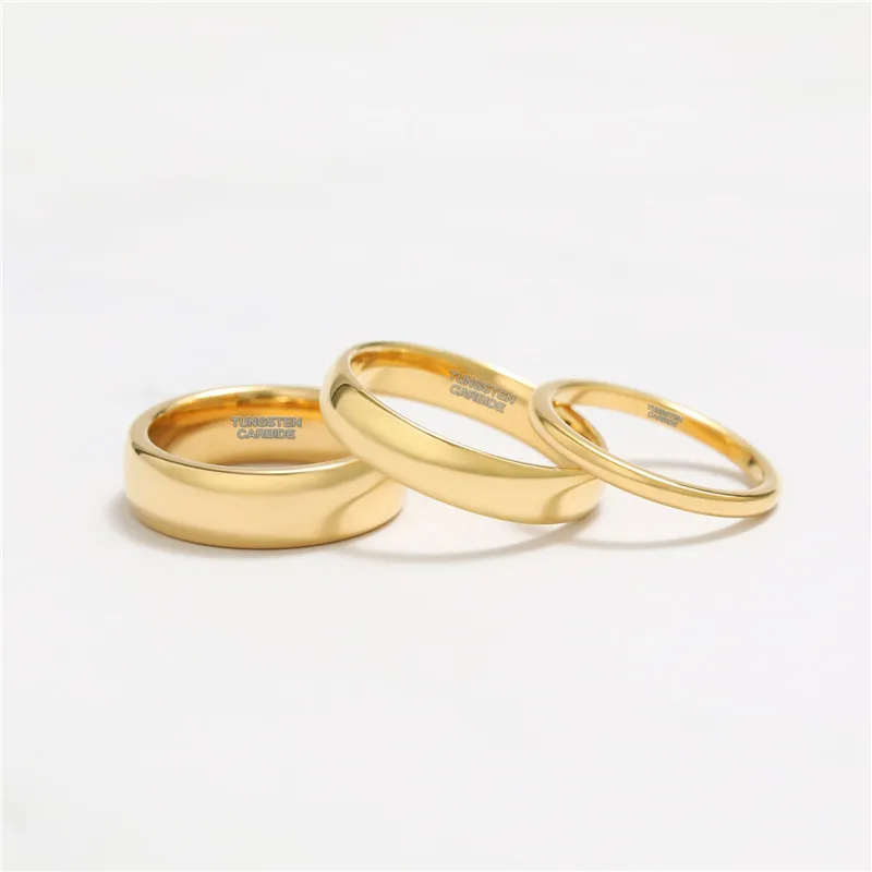 Tigrade Gold Color Tungsten Ring Couple Men Women Classic Wedding Engagement Band 2/4/6/8mm Special Write Engraving Name/Logo