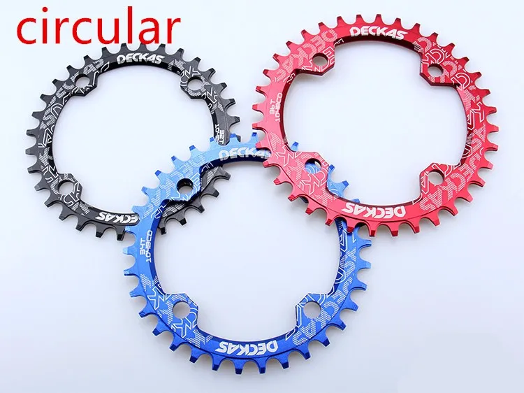 Deckas 104BCD Round Narrow Wide Chainring MTB Mountain Bike Bicycle 104BCD 32T 34T 36T 38T Crankset Tooth Plate Parts 104 BCD