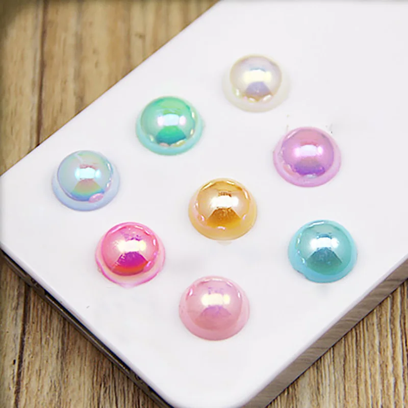 2/3/4/5/6/8/10/12/14 mm AB Color Imitation Pearls Craft Half Round Flatback Beads for Jewelry Making Nail DIY Decoration