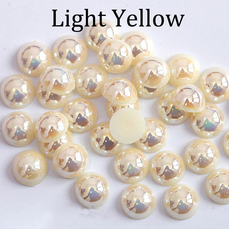 2/3/4/5/6/8/10/12/14 mm AB Color Imitation Pearls Craft Half Round Flatback Beads for Jewelry Making Nail DIY Decoration