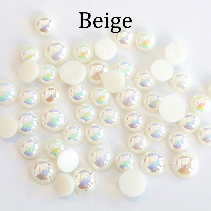 2/3/4/5/6/8/10/12/14 mm AB Color Imitation Pearls Craft Half Round Flatback Beads for Jewelry Making Nail DIY Decoration