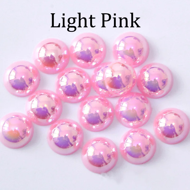 2/3/4/5/6/8/10/12/14 mm AB Color Imitation Pearls Craft Half Round Flatback Beads for Jewelry Making Nail DIY Decoration