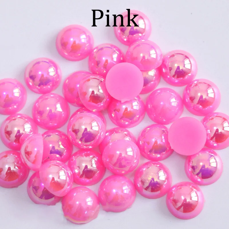 2/3/4/5/6/8/10/12/14 mm AB Color Imitation Pearls Craft Half Round Flatback Beads for Jewelry Making Nail DIY Decoration