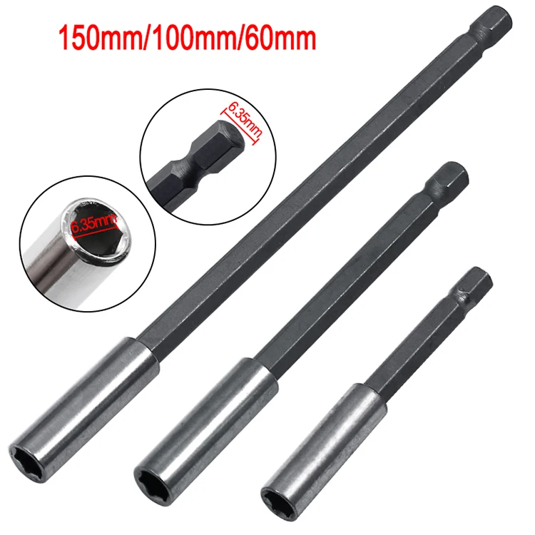 1/4 Hex Shank Quick Release Electric Drill Magnetic Screwdriver Bit Holder 60mm 75mm 100mm 150mm