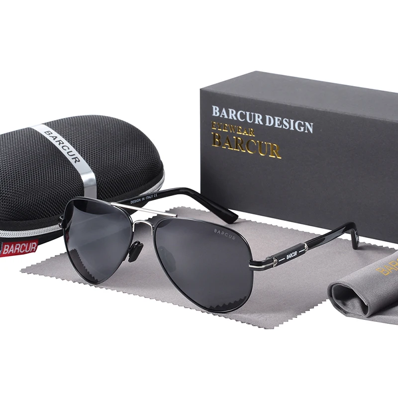 BARCUR Polarized Mens Sunglasses Pilot Sun Glasses for Men accessories Driving Fishing Hiking Eyewear Oculos Gafas De Sol