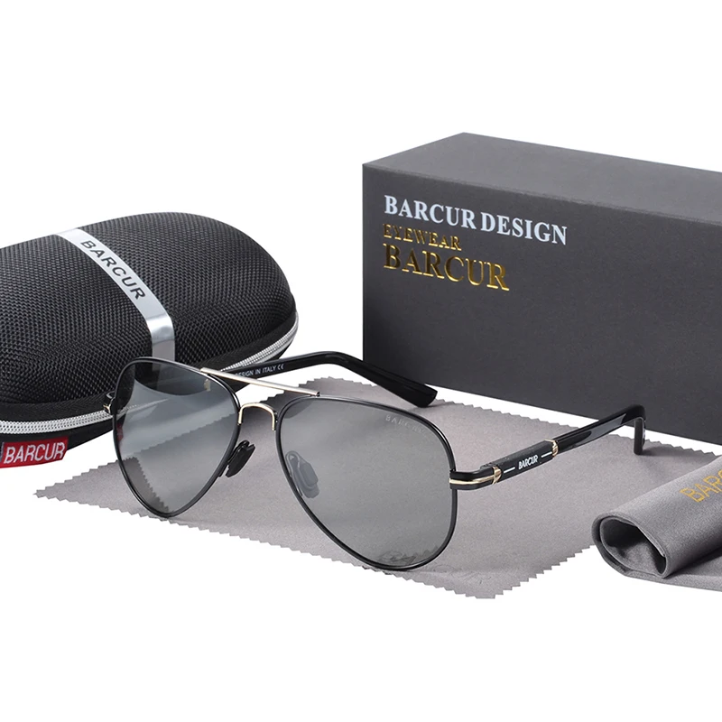 BARCUR Polarized Mens Sunglasses Pilot Sun Glasses for Men accessories Driving Fishing Hiking Eyewear Oculos Gafas De Sol