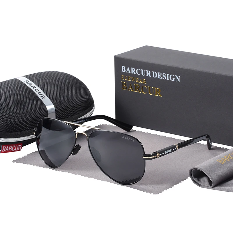 BARCUR Polarized Mens Sunglasses Pilot Sun Glasses for Men accessories Driving Fishing Hiking Eyewear Oculos Gafas De Sol