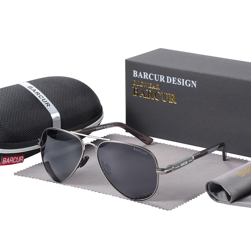 BARCUR Polarized Mens Sunglasses Pilot Sun Glasses for Men accessories Driving Fishing Hiking Eyewear Oculos Gafas De Sol