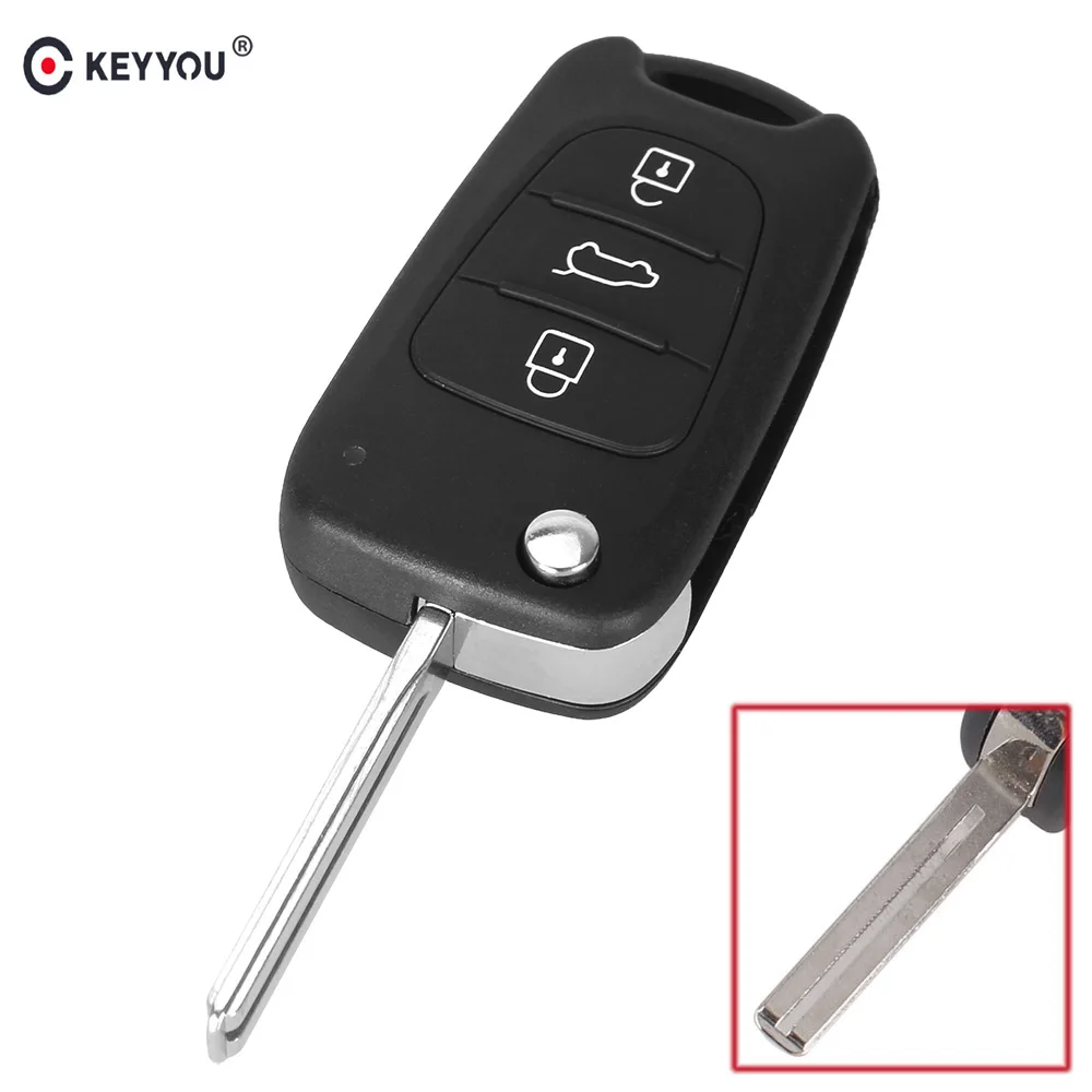 KEYYOU Replacement Remote Car Key Shell 3BT Flip Folding Key Case For Kia K2 K5 Rio 3 Picanto Ceed Cerato Sportage For Hyundai