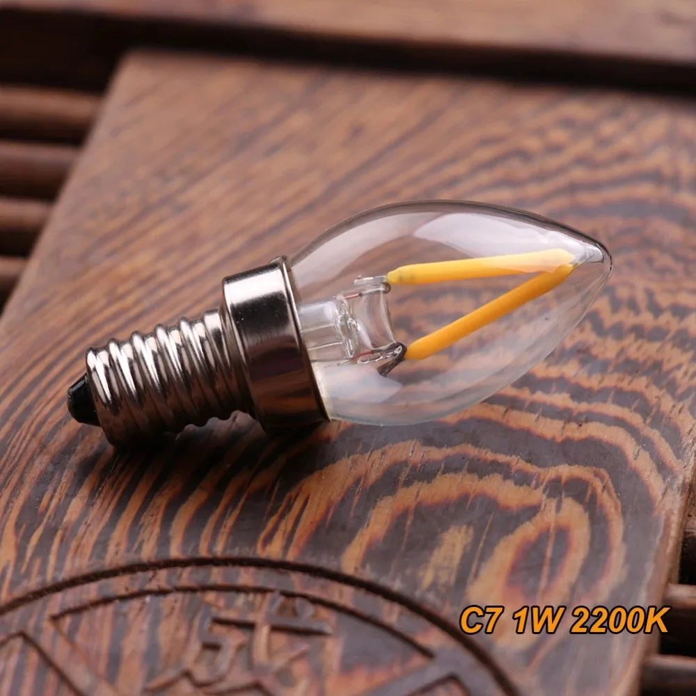 GANRILAND LED Candle Bulbs E12 E14 Dimmable C7 T22G 1W Decorative Light 110V US 220V EU Warm White Ampoule Lamp for Decor