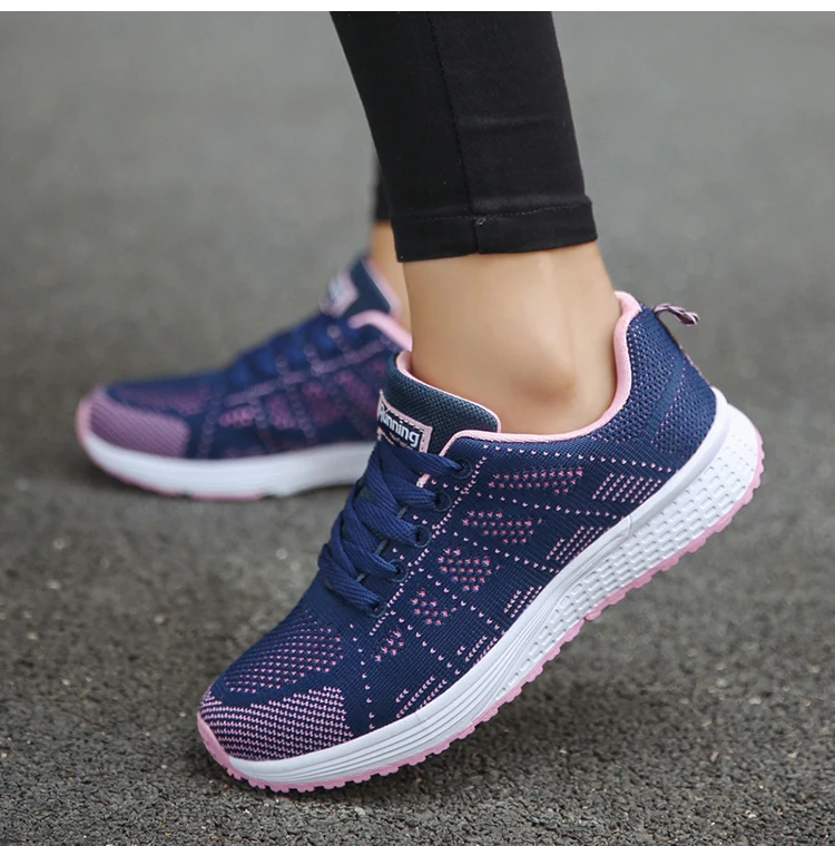 Women's Sneaker 2025 New Fashion Breathable Trainers Comfortable Sneakers Mesh Fabric Lace Up Women's Tennis Shoes For Women