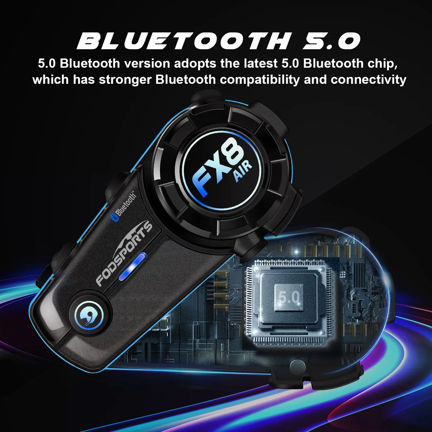 Fodsports Motorcycle Intercom FX8 Air Helmet Bluetooth Headset for 4 Riders Interphone FM Radio Commutator Moto Intercomunicador