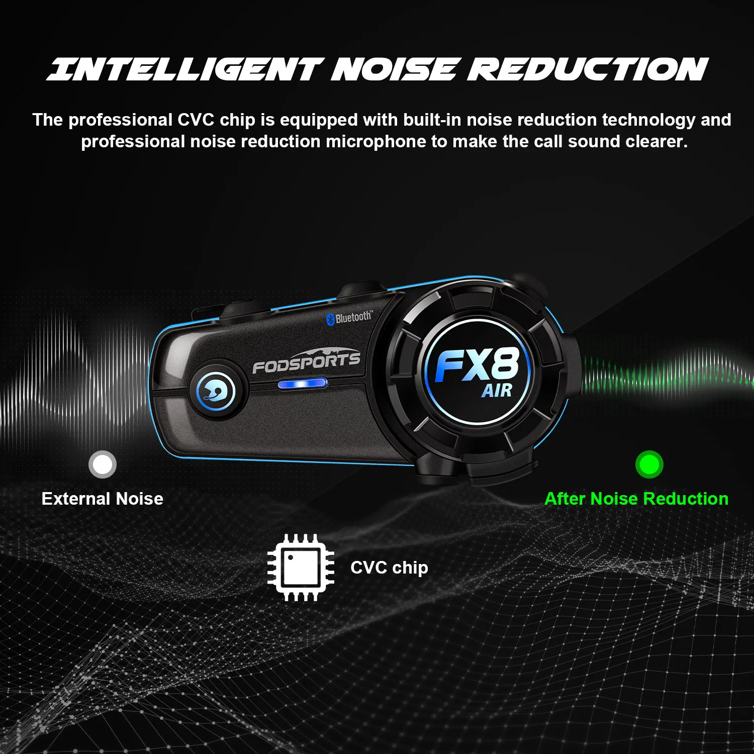 Fodsports Motorcycle Intercom FX8 Air Helmet Bluetooth Headset for 4 Riders Interphone FM Radio Commutator Moto Intercomunicador