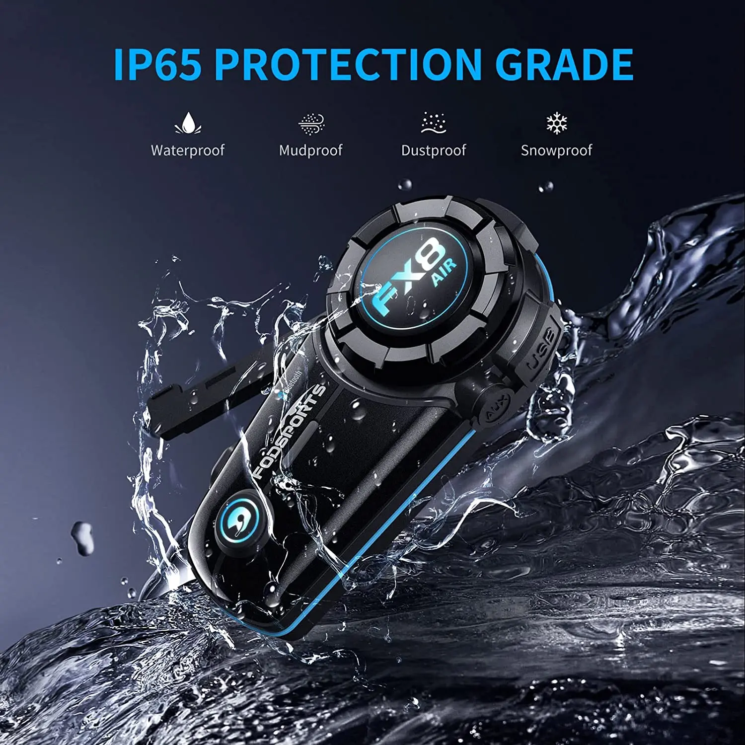Fodsports Motorcycle Intercom FX8 Air Helmet Bluetooth Headset for 4 Riders Interphone FM Radio Commutator Moto Intercomunicador