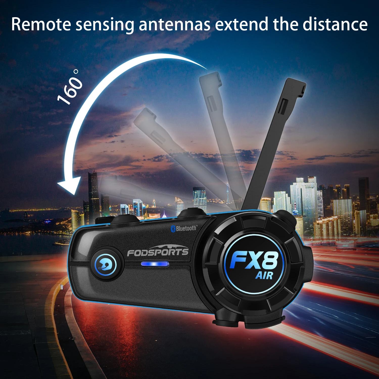 Fodsports Motorcycle Intercom FX8 Air Helmet Bluetooth Headset for 4 Riders Interphone FM Radio Commutator Moto Intercomunicador