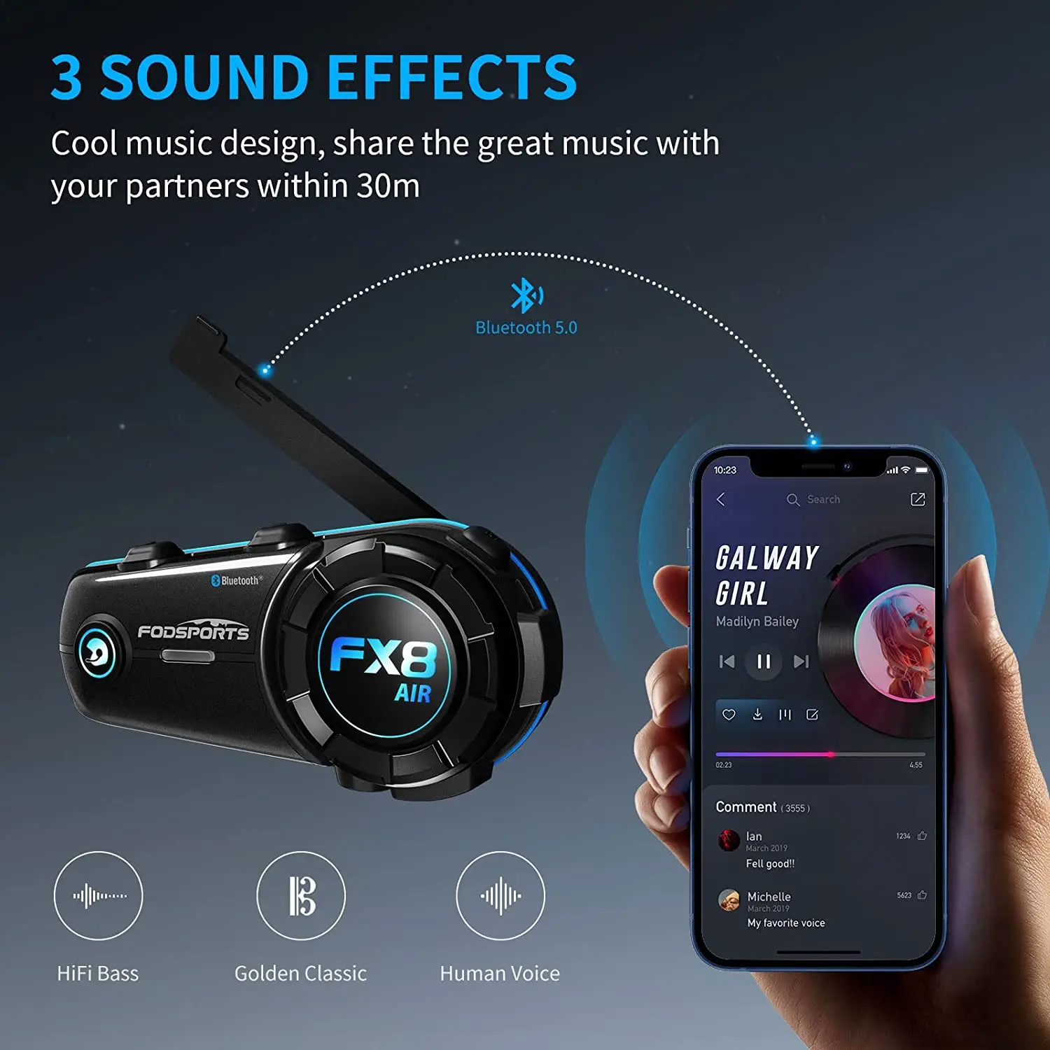 Fodsports Motorcycle Intercom FX8 Air Helmet Bluetooth Headset for 4 Riders Interphone FM Radio Commutator Moto Intercomunicador