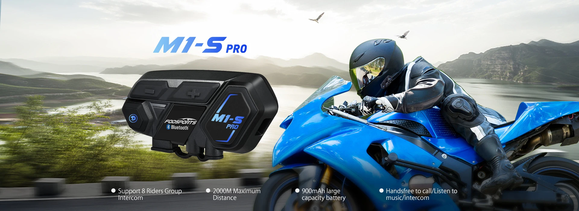 Fodsports Motorcycle Intercom FX8 Air Helmet Bluetooth Headset for 4 Riders Interphone FM Radio Commutator Moto Intercomunicador