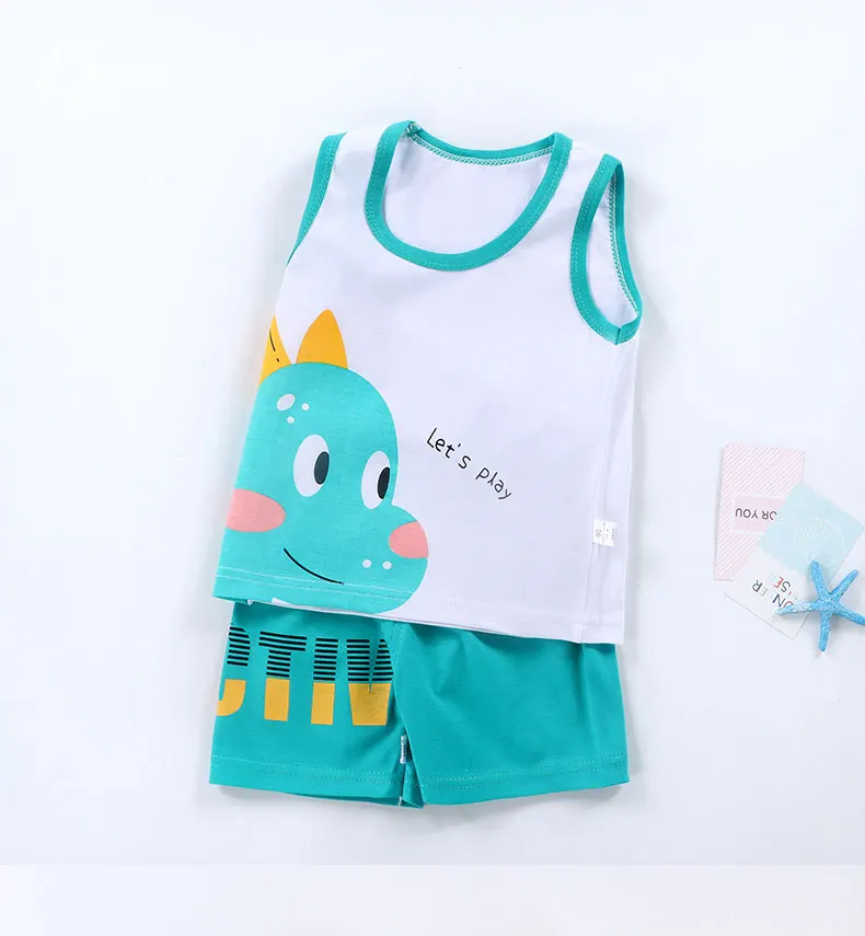 Children Sets Kids Vest Suit 2PCS Set Summer Cotton T-Shirt Girl Shorts Clothes Children Boys Girls Sleeveless Suit Wear Cloth