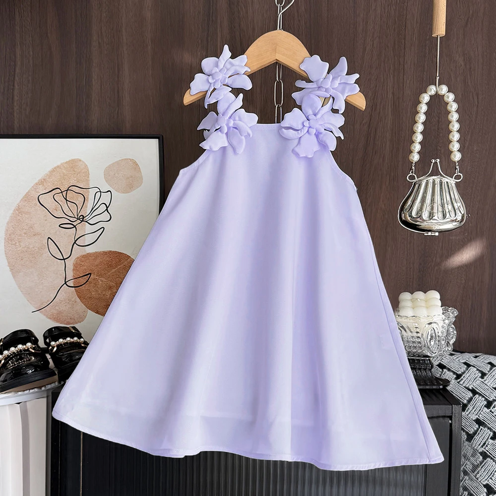 Bear Leader Cut-out Design Girl's Dress 2026 Summer Little Girl Fashion Sling White Holiday Medium Length Vest Dress Girls Dress
