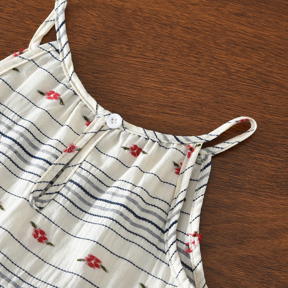 Bear Leader Cut-out Design Girl's Dress 2026 Summer Little Girl Fashion Sling White Holiday Medium Length Vest Dress Girls Dress