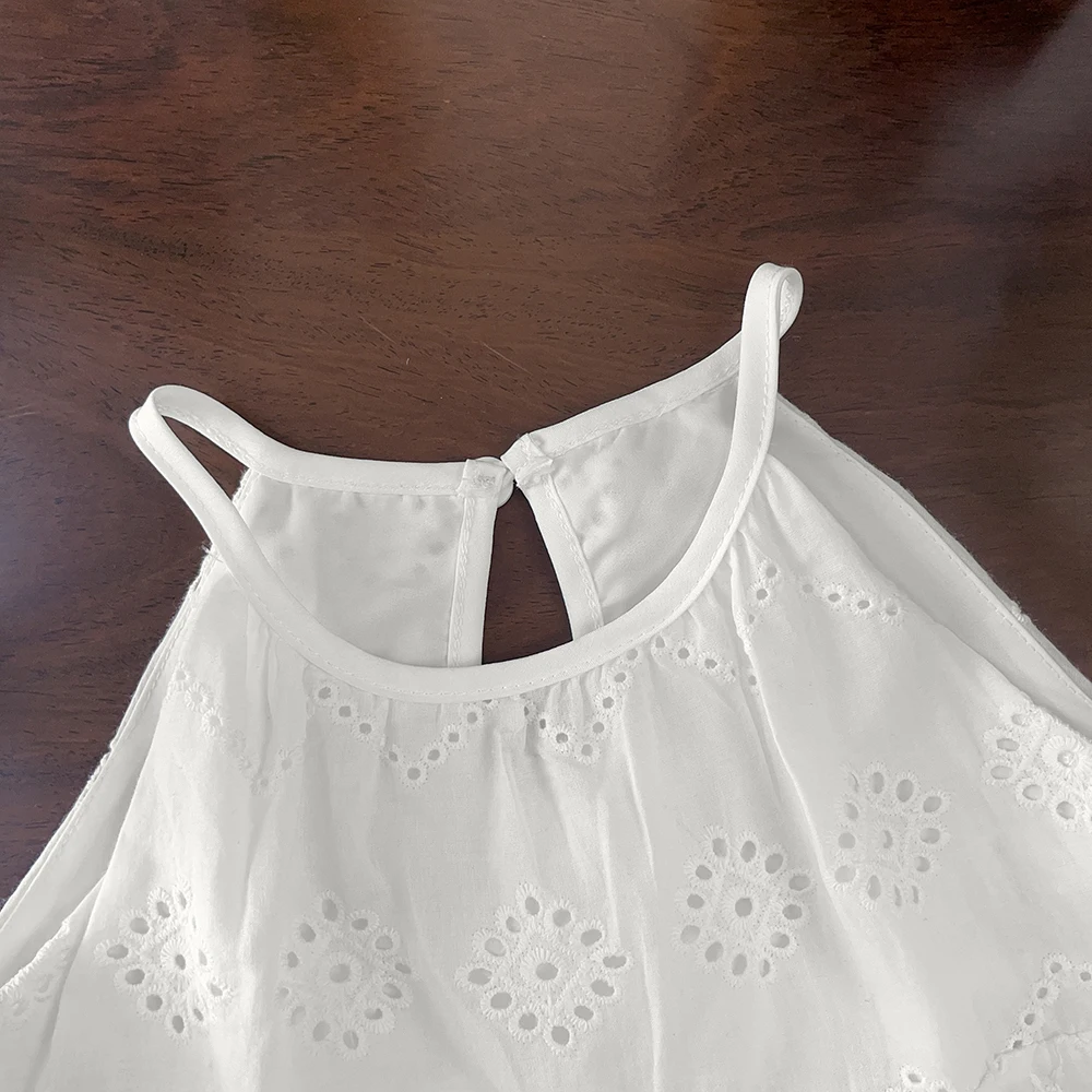 Bear Leader Cut-out Design Girl's Dress 2026 Summer Little Girl Fashion Sling White Holiday Medium Length Vest Dress Girls Dress