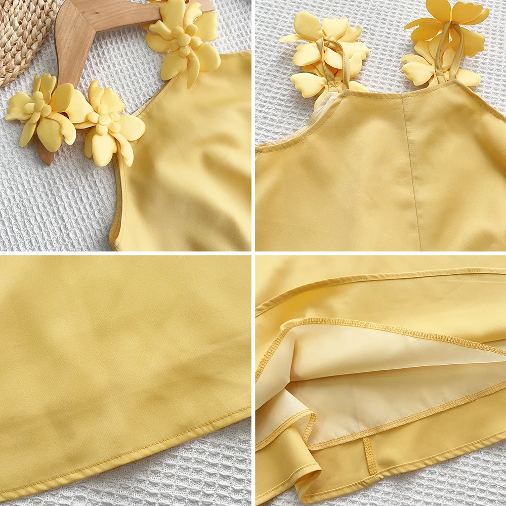Bear Leader Cut-out Design Girl's Dress 2026 Summer Little Girl Fashion Sling White Holiday Medium Length Vest Dress Girls Dress