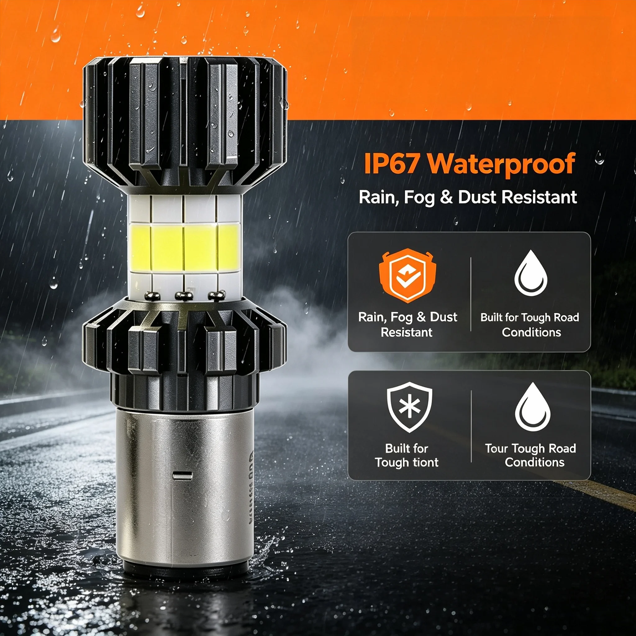 H4 LED Moto H6 BA20D 69000LMLED Motorcycle Headlight Bulbs 8 Sides COB White 6000K Hi Lo Lamp Scooter Accessories Fog Lights 12V
