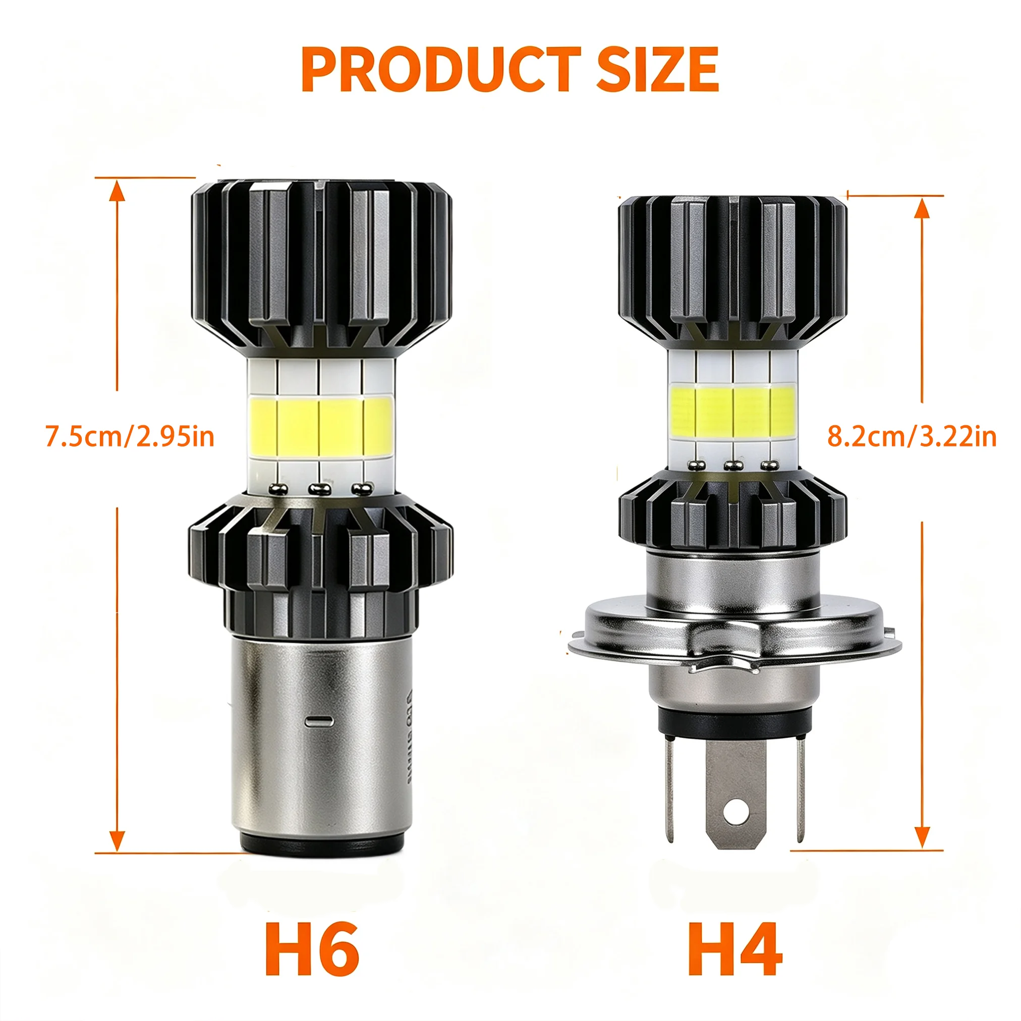 H4 LED Moto H6 BA20D 69000LMLED Motorcycle Headlight Bulbs 8 Sides COB White 6000K Hi Lo Lamp Scooter Accessories Fog Lights 12V