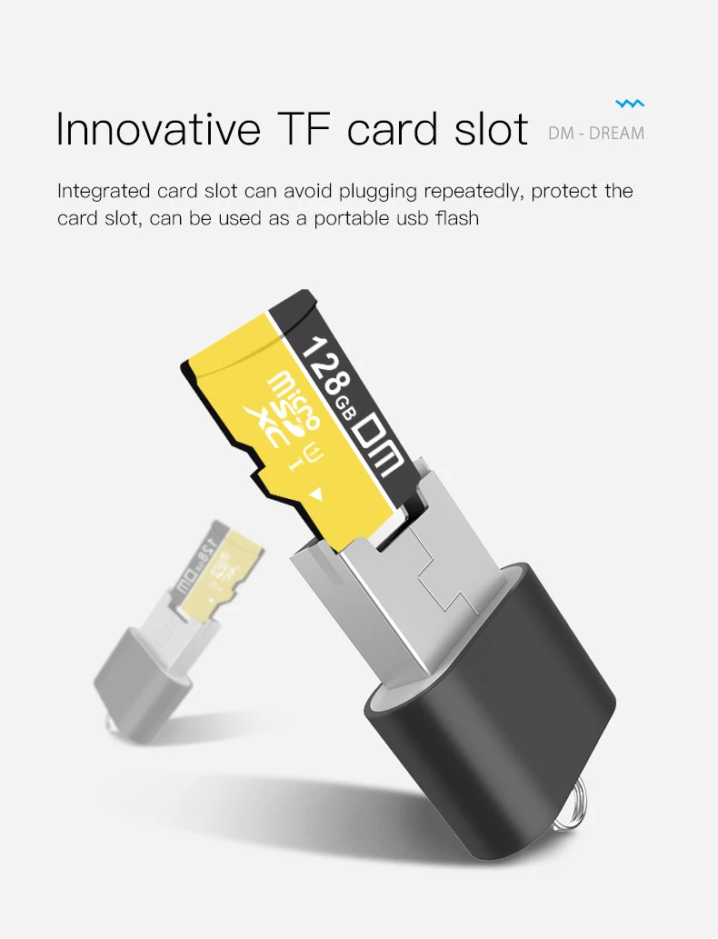 DM CR015 MicroSD Card Reader with TF Card Slot Become USB Flash Drive for Computer or for Car USB Adapter